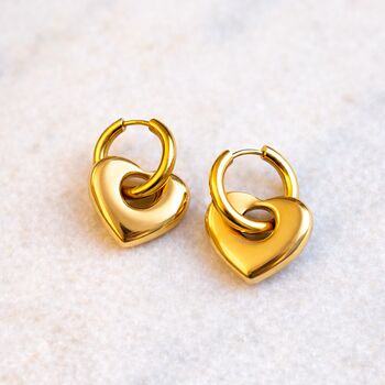 Chunky Huggie Hoop Heart Earrings In Pastel Colours, 4 of 5