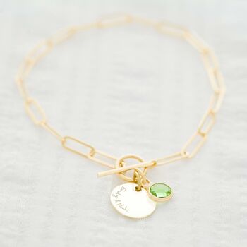 Disc And Birthstone Statement Personalised Bracelet, 4 of 8