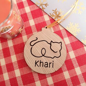 Personalised Cat Laser Cut Christmas Tree Decoration, 3 of 6