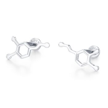 Happiness Molecules Dopamine 16 G Flat Back Labret Earrings In Sterling Silver, 6 of 12