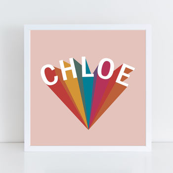 Personalised Muted Rainbow Name Typography Print, 2 of 2
