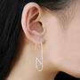 Geometric Oval Sterling Silver Hoop Earrings, thumbnail 1 of 4