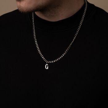 Initial Pendant Necklace In Silver For Men, Women, Unisex, 2 of 7