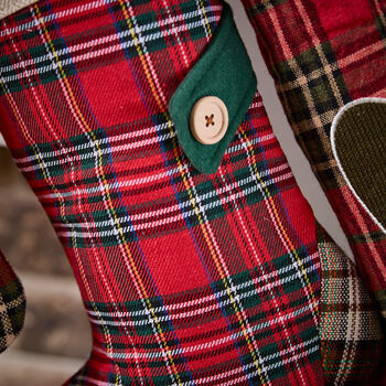Personalised Red Tartan Patchwork Stocking, 5 of 7