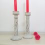 Pair Of Antique Hand Painted Candlesticks ~ Nine, thumbnail 1 of 6