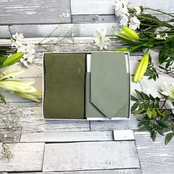 Khaki Cotton Wedding Tie Set, 10 of 10