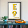 E9 Homerton Hackney London Typography Postcode Print, thumbnail 1 of 10
