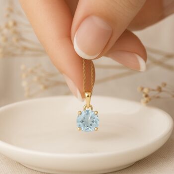 Personalised 9ct Yellow Gold Aquamarine Pendant Necklace: March Birthstone Gift – 5mm, 3 of 11