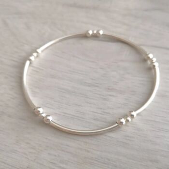 Sterling Silver Noodle Stretch Silver Bangle Bracelet, 6 of 7