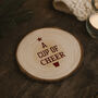 A Cup Of Cheer Coaster | Wooden Log Coaster | Christmas Table Decor | Festive Drink Coaster | Kitchen Accessory | Seasonal Decor | Gift, thumbnail 1 of 2