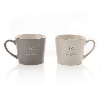 10th Anniversary 10 Years Couples Mug Gift Set, 3 of 4