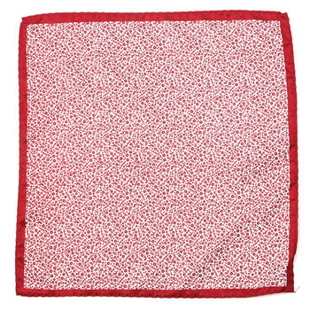 Red Mini Floral Patterned Pocket Square, 3 of 3