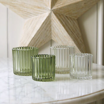 Scandi Ribbed Glass Tealight Holder, 3 of 3