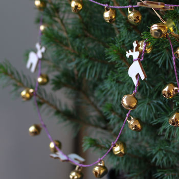 Christmas Garland, Gold Bells And Reindeer, 2 of 4