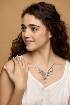 Sterling Silver Necklace With Green Amethyst And Pearl, 2 of 6