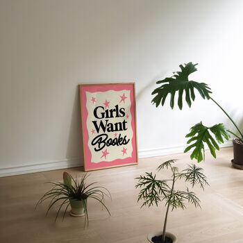 Girls Want Books Reading Book Wall Art Print, 8 of 9