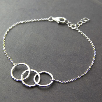 Three Linked Circles Sterling Silver Bracelet, 4 of 9