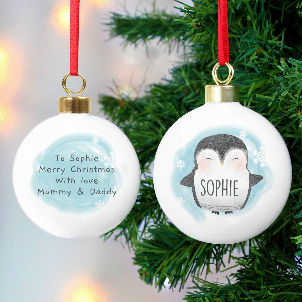 Personalised Penguin Christmas Bauble By Sassy Bloom As Seen On TV ...