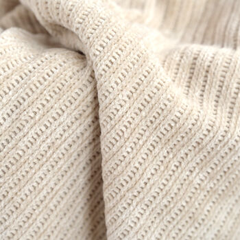 Personalised Beige Knitted Baby Blanket And Monkey Rattle Gift Set, 10 of 12