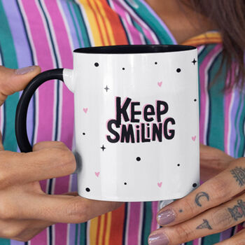 Keep Smiling Motivational Polka Dot Mug Gift For Her, 2 of 2