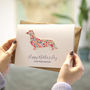 Personalised Mother's Day Liberty Sausage Dog Card, thumbnail 3 of 6