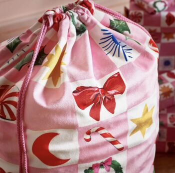 Kissmas Checkerboard Velvet Santa Sack, 3 of 3