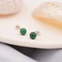 Genuine Malachite Stud Earrings In Sterling Silver, thumbnail 4 of 9