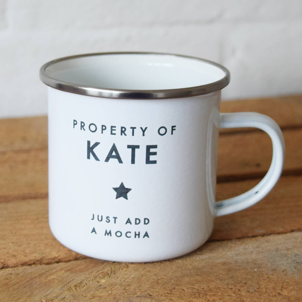 Personalised Property Of Enamel Camping Mug By Jodie Gaul