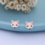 Sterling Silver Fox Head Stud Earrings, thumbnail 3 of 10