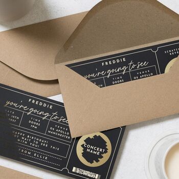 Personalised Concert Ticket Scratch Reveal Gift Voucher, 7 of 9