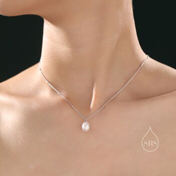 Natural Oval Pearl Necklace With A Satellite Chain, 2 of 10