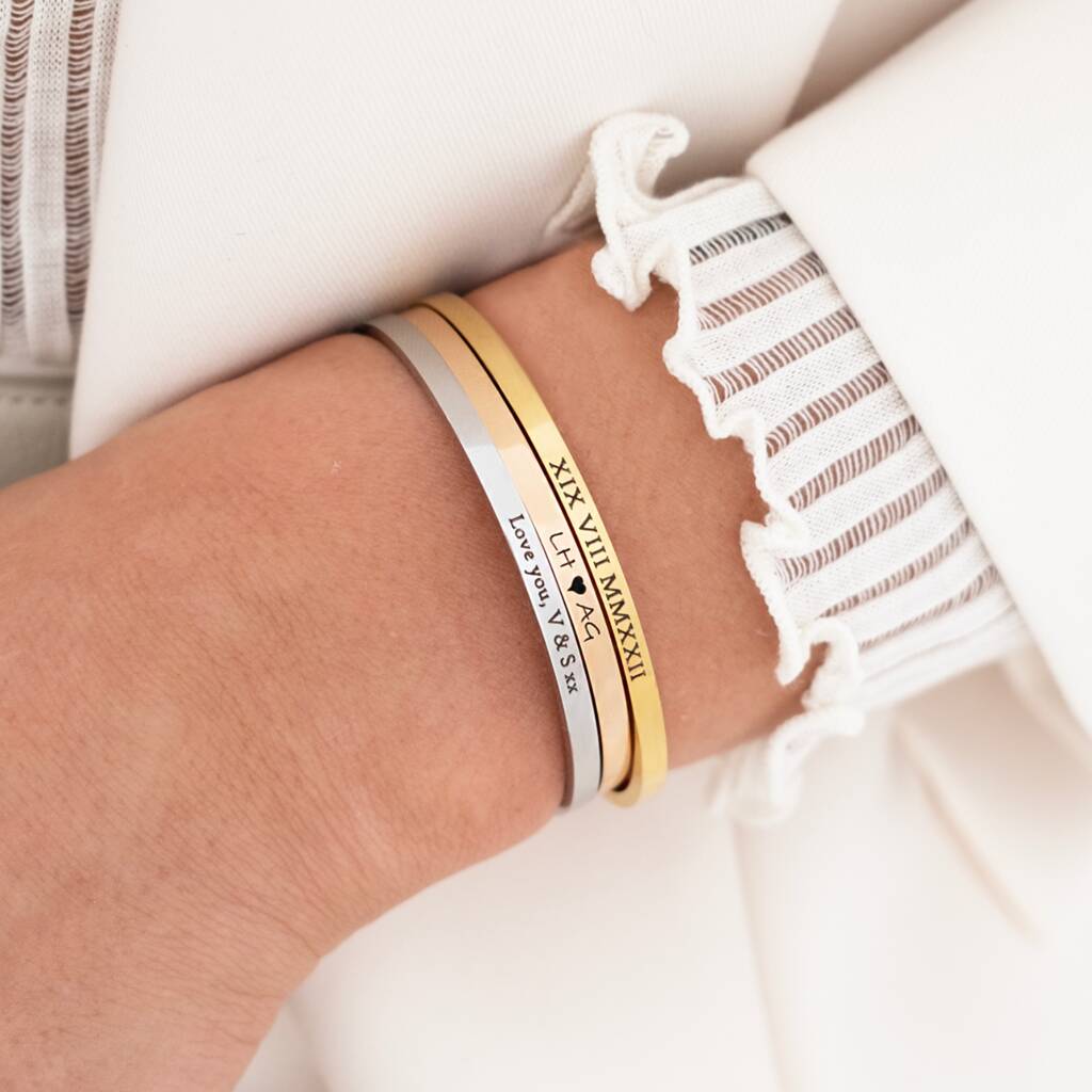 Customized Bracelets With Names Gold Engraved Bracelet Womens