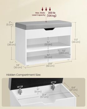 Padded Storage Bench With Three Compartments, 6 of 8