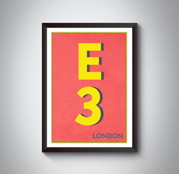 E3 Tower Hamlets, Newham London Postcode Print, 5 of 10