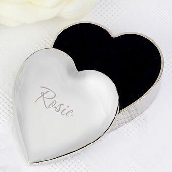 Personalised Name Silver Heart Shaped Trinket Box, 3 of 4