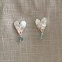 Sterling Silver Heart Stud Earrings With Blue Gem Drop, thumbnail 2 of 6