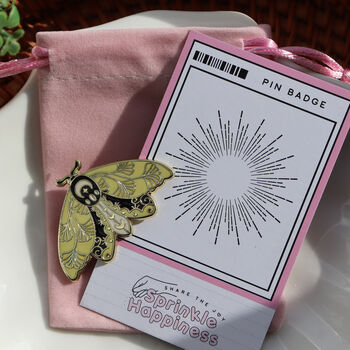 Yellow Moth Brooch With Gift Pouch, 4 of 6