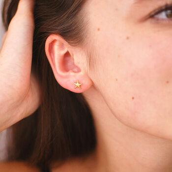 Mini 18ct Gold Starfish Stud Earrings, 2 of 7