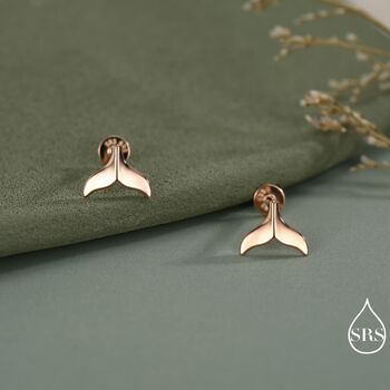 Whale Tail 16 G Flat Back Earrings In Sterling Silver, 6 of 12