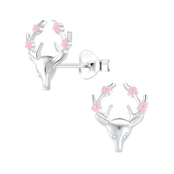 Stag Head Sterling Silver Earrings, 3 of 5