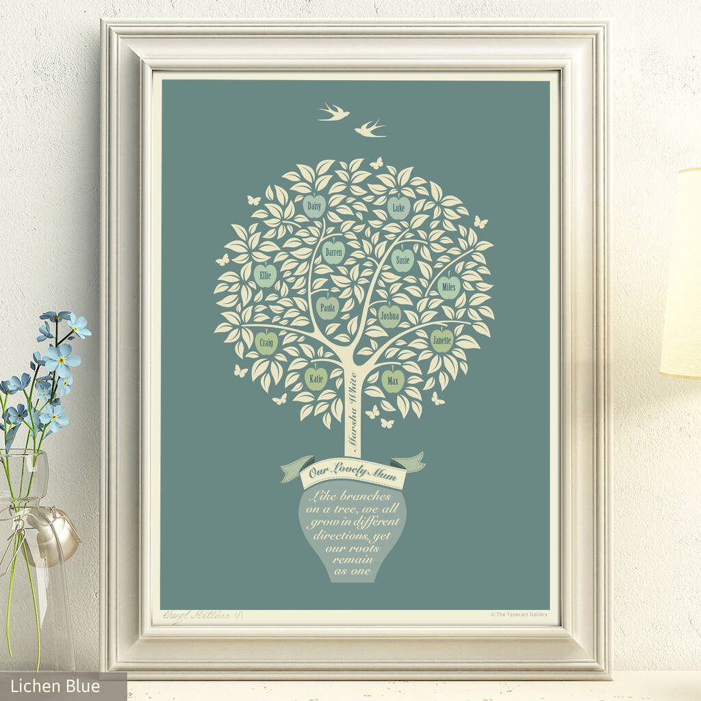 Gift For Mum ‘Personalised Family Tree Print’ By The