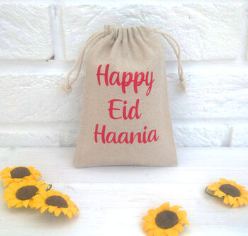 Personalised Eid Mubarak Canvas Gift Bags, 3 of 5