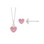 Sterling Silver Pink Enamel Cz Heart Jewellery Set, thumbnail 2 of 6