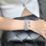 Personalised Taupe Leather Double Urn Bracelet For Ashes Memorial Keepsake Jewellery For Women And Pets, thumbnail 4 of 9