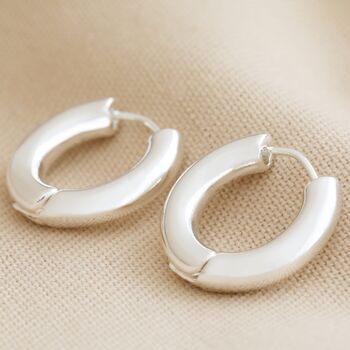 Medium Chunky Hoop Earrings In Sterling Silver Plating, 2 of 5