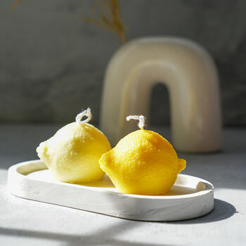Lemon Shaped Soy Wax Candle Set Of Two, 2 of 4