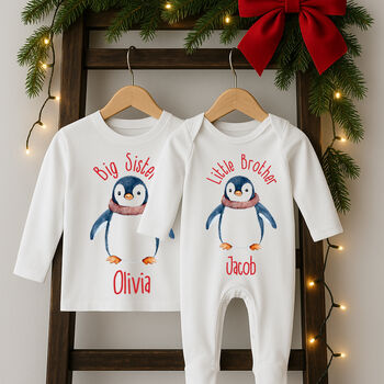 Personalised Christmas Matching Sibling Set Penguin, 2 of 4