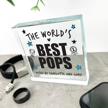 Personalised The World's Best Dad Crystal Token Daddy, Dad, Pops, Papa, 5 of 6