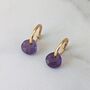 Amethyst Teardrop February Birthstone Earrings, Gold, thumbnail 2 of 6