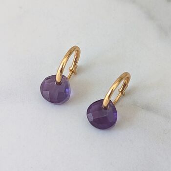 Amethyst Teardrop February Birthstone Earrings, Gold, 2 of 6